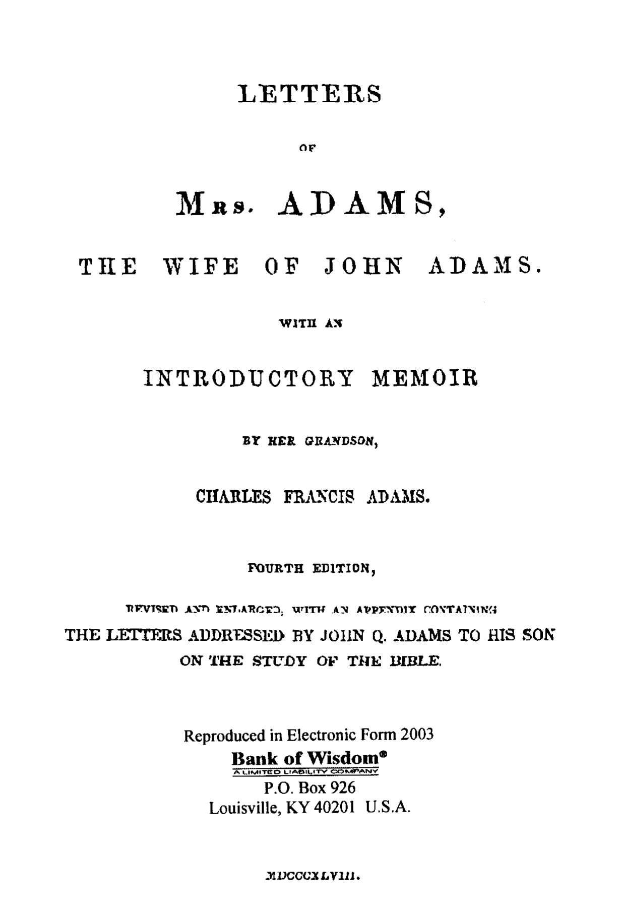 Letters of Mrs. Adams